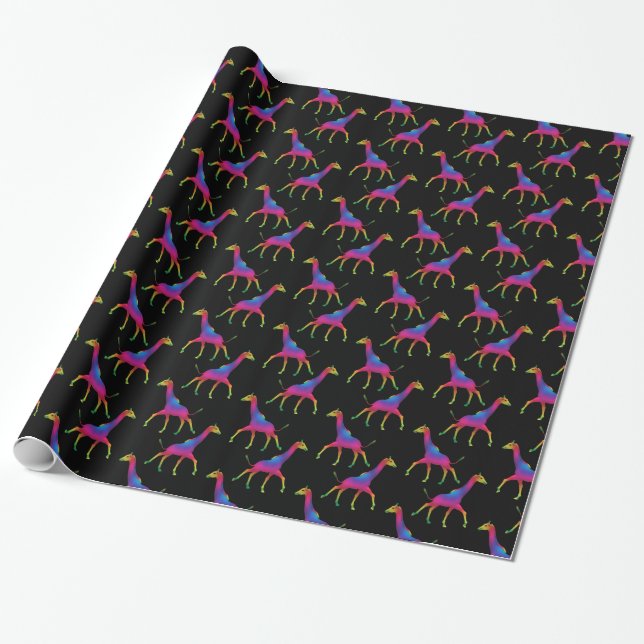 Happy Hippy Giraffe Wrapping Paper (Unrolled)