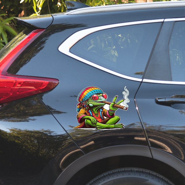 Happy Hippy Iguana Smoking Cigar Art (Car Side)