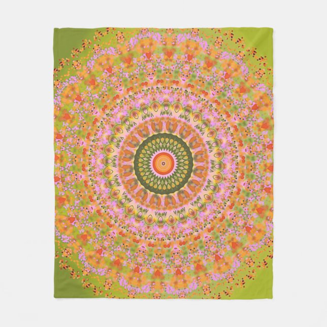 Happy Hippy Mandala Fleece Blanket (Front)