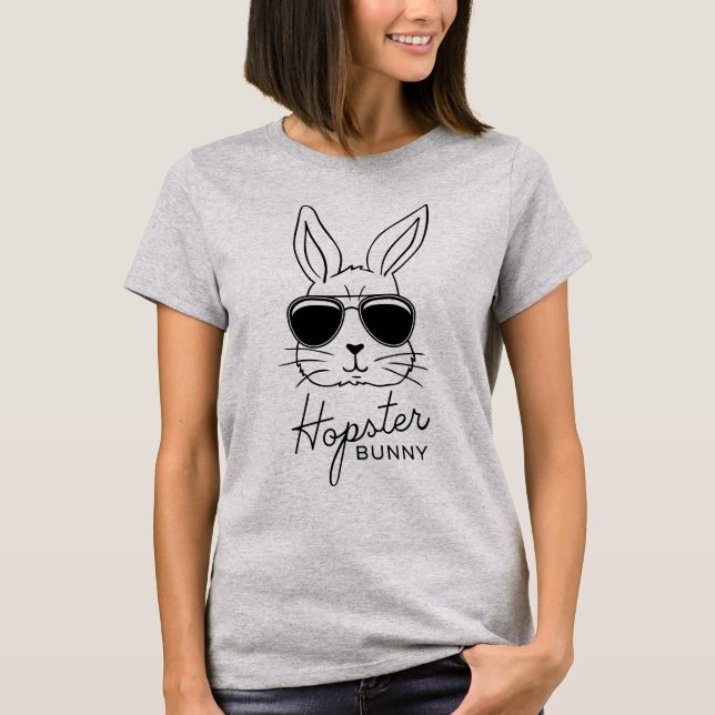 Happy Hipster Easter Cute Funny Women's Basic Tee (Front)