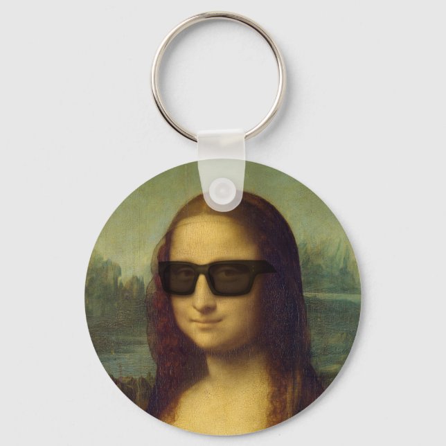 Happy Hipster Mona Lisa Shades Leonardo da Vinci Key Ring (Front)