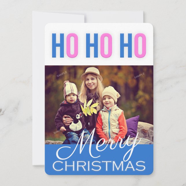 Happy Ho Ho Ho Christmas Greetings Photo Card (Front)
