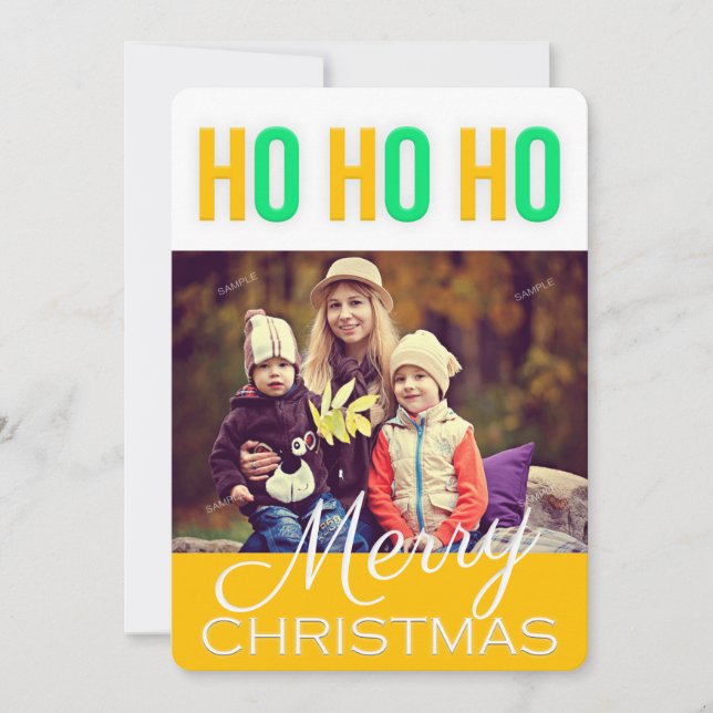 Happy Ho Ho Ho Christmas Greetings Photo Card (Front)