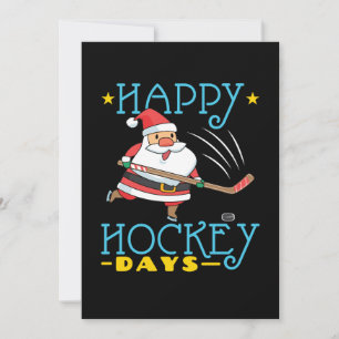 Happy Hockey Days Christmas Santa Holiday Card