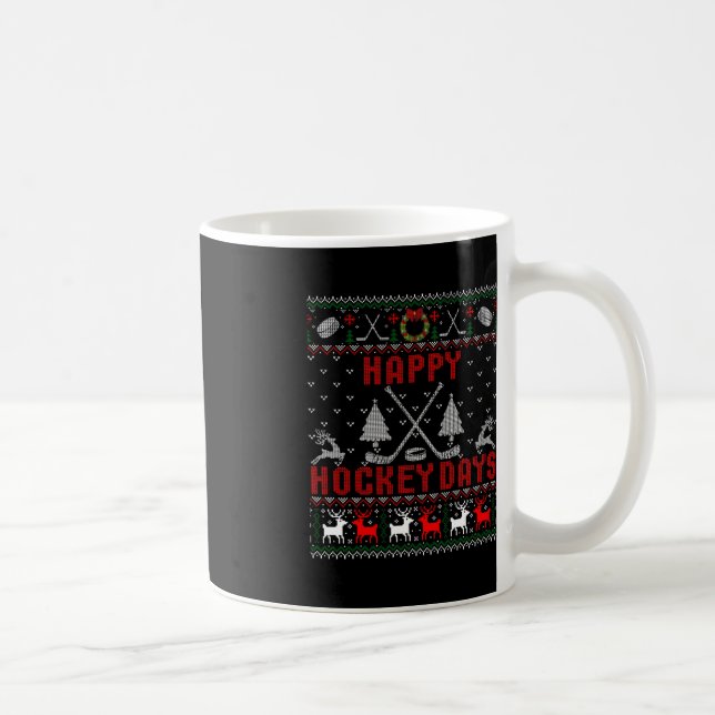 Happy Hockey Days Fun Ugly Christmas   Coffee Mug (Right)