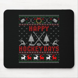 Happy Hockey Days Fun Ugly Christmas Mouse Mat
