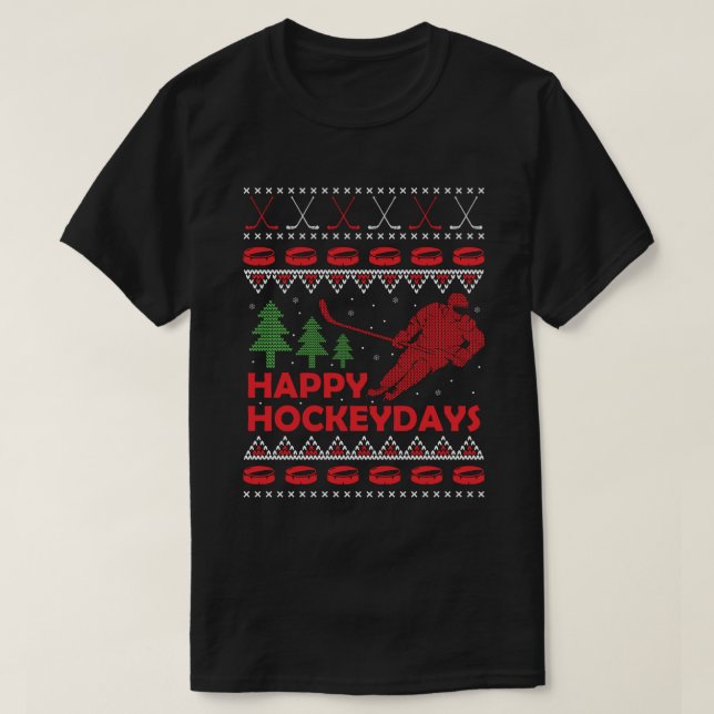 Happy Hockey Days Funny Ugly Christmas Sweater (Design Front)