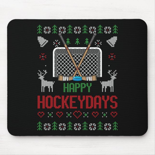 Happy Hockey Days Hockeydays Ugly Christmas Xmas S Mouse Mat (Front)