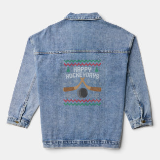 Happy Hockey Days Ugly  Denim Jacket