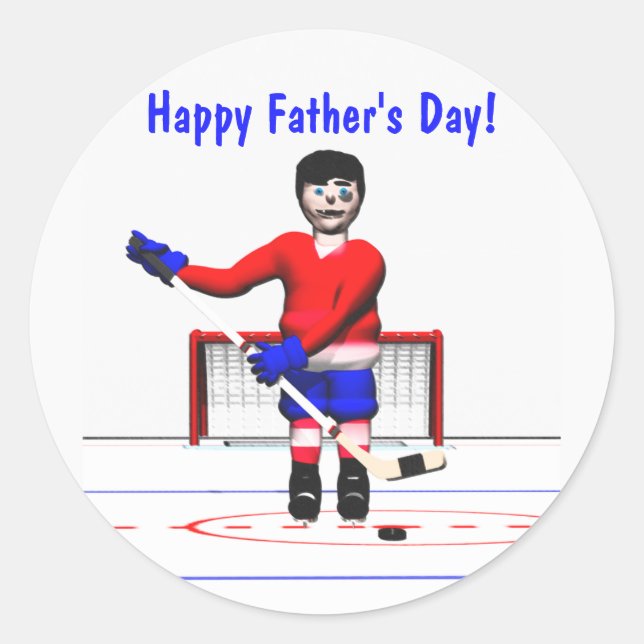 Happy Hockey Father's Day Classic Round Sticker (Front)