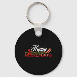 Happy Hockeydays Christmas Ice Hockey Player Team Key Ring