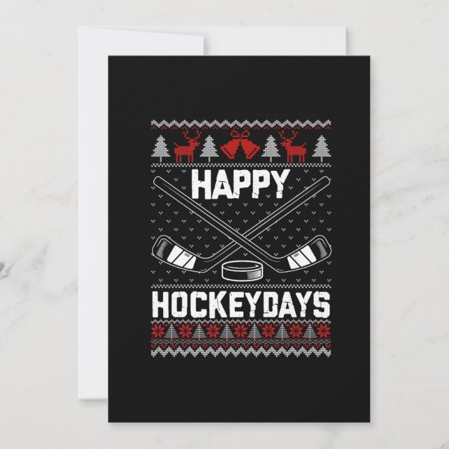 Happy Hockeydays Funny Christmas Ice Hockey Player Holiday Card (Front)