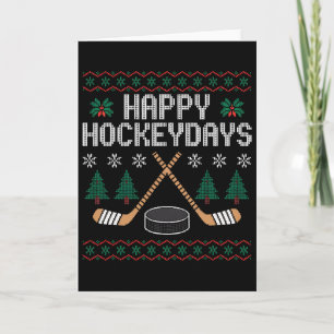 Happy Hockeydays Funny Ice Hockey Ugly Christmas Card