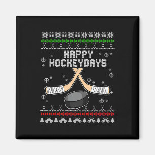 Happy Hockeydays Ugly Christmas Pajama Cool Hockey Magnet