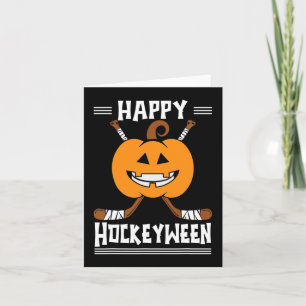 Happy Hockeyween Halloween Ice Hockey Player and H Card