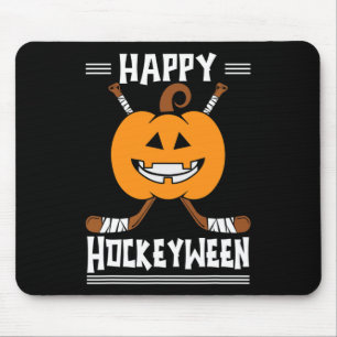 Happy Hockeyween Halloween Ice Hockey Player and H Mouse Mat