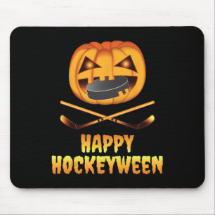 Happy Hockeyween Hockey Pumpkin Eating Puck Fun Ha Mouse Mat