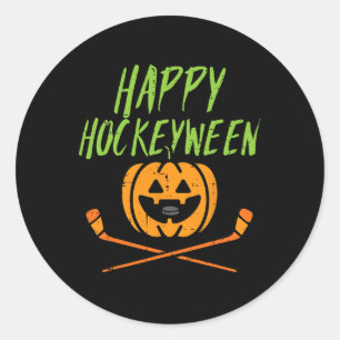 Happy Hockeyween Ice Hockey Halloween Costume Men  Classic Round Sticker
