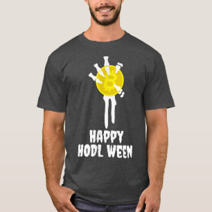 Happy HODL ween Skeleton Hand BTC Bitcoin T-Shirt
