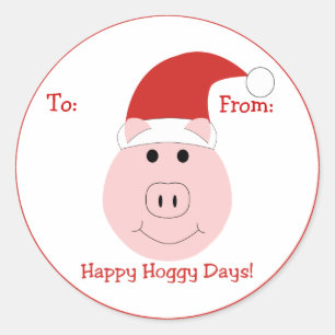 Happy Hoggy Days Christmas gift tag stickers