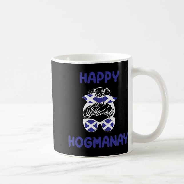 Happy Hogmanay Scotland New Years Eve Messy Bun Wo Coffee Mug (Right)