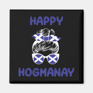 Happy Hogmanay Scotland New Years Eve Messy Bun Wo Magnet