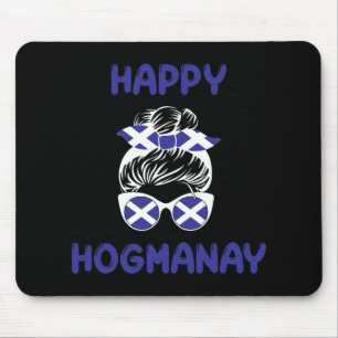 Happy Hogmanay Scotland New Years Eve Messy Bun Wo Mouse Mat