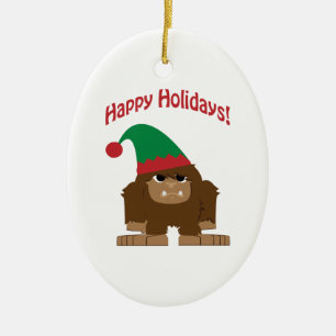 Happy Hokidays! Christmas Bigfoot Ceramic Tree Decoration