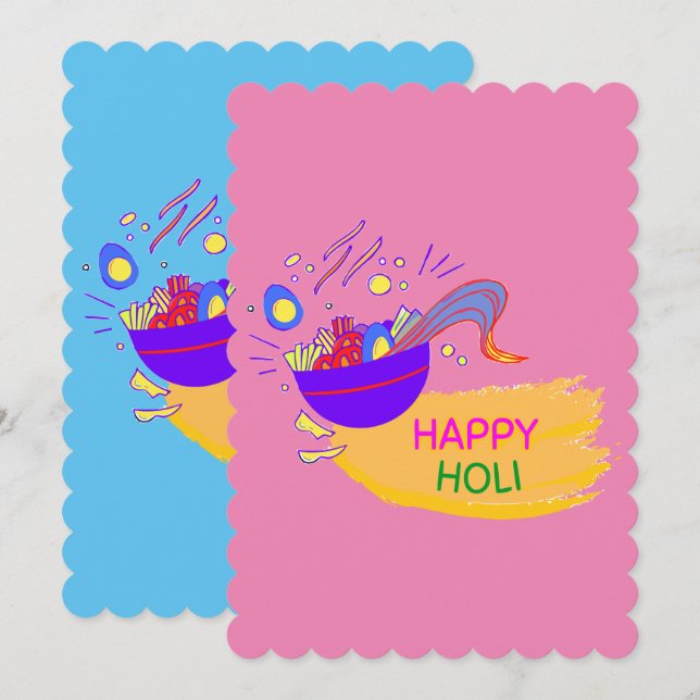 "Happy Holi- A Festive Art" Invitation (Front/Back)