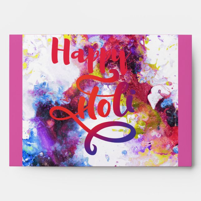 happy Holi  Announcement Envelope (Front)