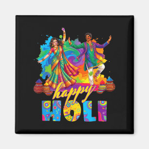 Happy holi colourful festival dance celebrationHap Magnet