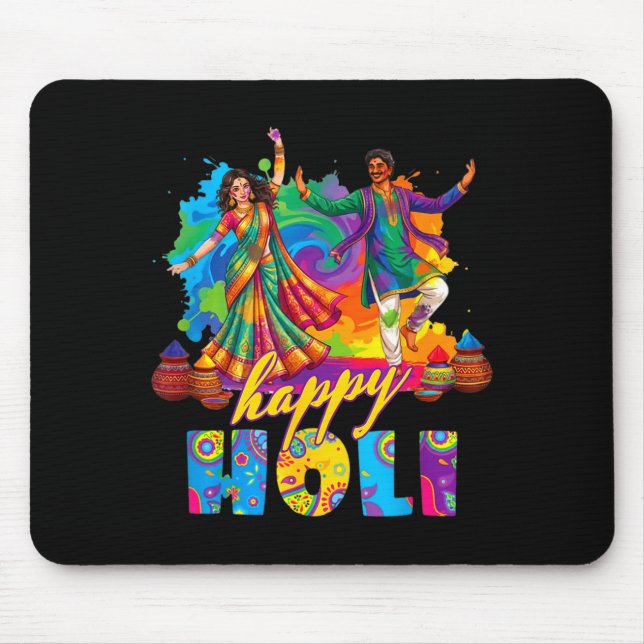 Happy holi colourful festival dance celebrationHap Mouse Mat (Front)