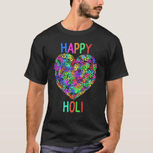 Happy Holi Colourful Heart Print Colours India Dan T-Shirt
