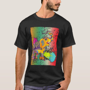 Happy Holi Colours India Hindu Spring Elephant Hol T-Shirt