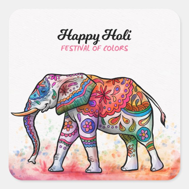 Happy Holi - Festival Colors Square Sticker (Front)