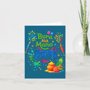 Happy holi festival india colours bura na mano hol card
