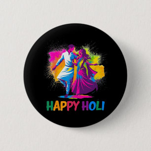 Happy Holi Festival Indian Colours Spring Dance Da 6 Cm Round Badge