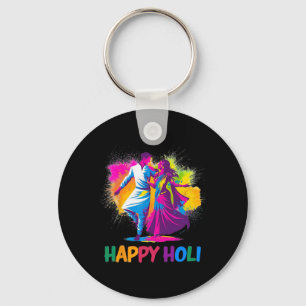 Happy Holi Festival Indian Colours Spring Dance Da Key Ring