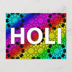 happy holi : festival of colour and spring postcard