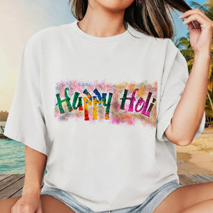 Happy Holi Festival of Colours Multi Colour Design T-Shirt