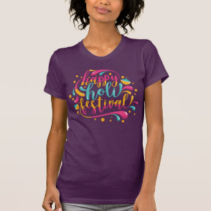Happy Holi Festival with Powdered colour and Paint T-Shirt