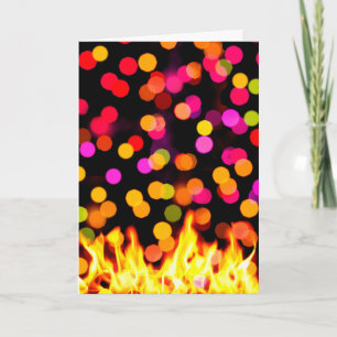 Happy Holi, Flames and Colourful Circles Photograp Holiday Card