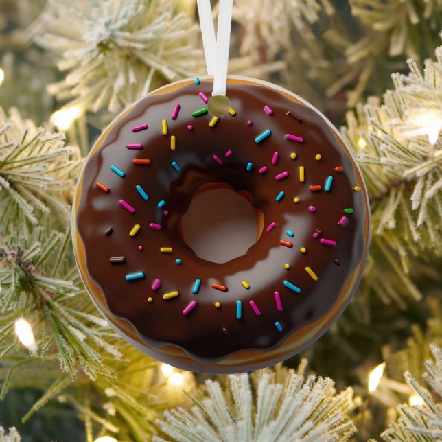 Happy Holi-glaze Doughnut Personalised Christmas Metal Tree Decoration (Insitu)