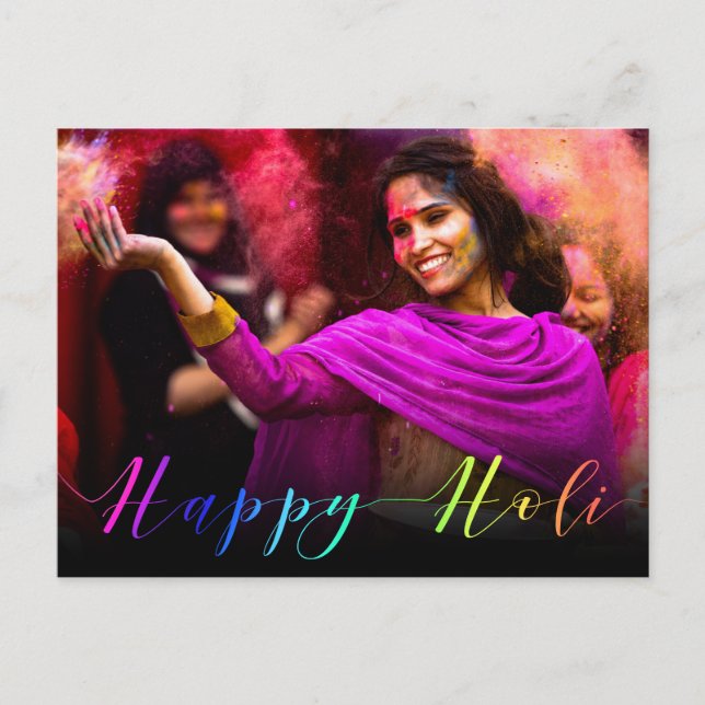 Happy Holi Hai Photo Typography - Postcard (Front)