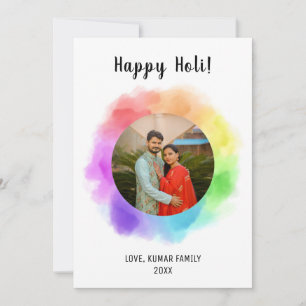 Happy holi personalised photo Indian festival Holiday Card