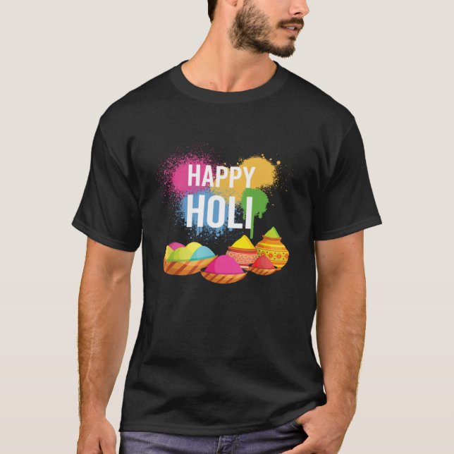 Happy Holi Spring Festival Colourful India Hindu C T-Shirt (Front)