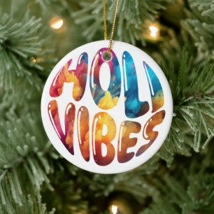 Happy Holi Vibes Hands Hindu Holi Festival Gifts Ceramic Tree Decoration