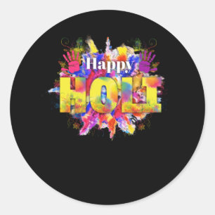 Happy Holi Water Color India Hindu Classic Round Sticker