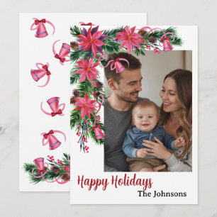 Happy holiday 1 photo watercolor botanical  card