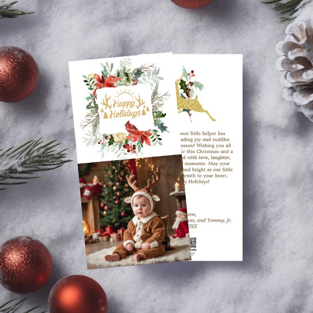 Happy Holiday Baby Photo Christmas Greeting Card (Creator Uploaded)